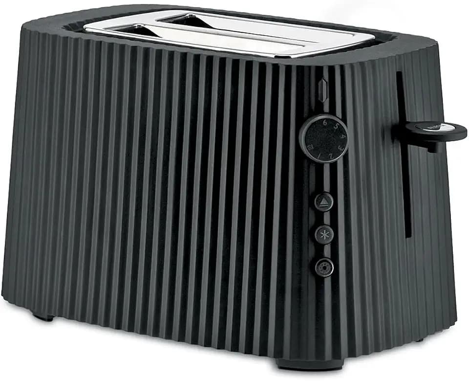 Alessi Plissé MDL08 B - Design Toaster, Sechs Stufen der Vergoldung, aus Thermoplastischem Harz, Europäisch Stecker 850 W, Schwarz