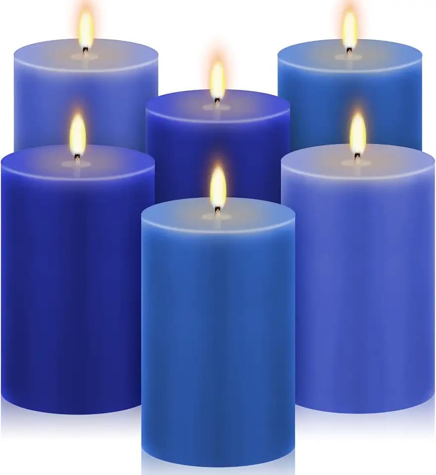 Conelist Set of 6 Gradient Navy Blue Pillar Candles, 2 x 3 Inch Candles