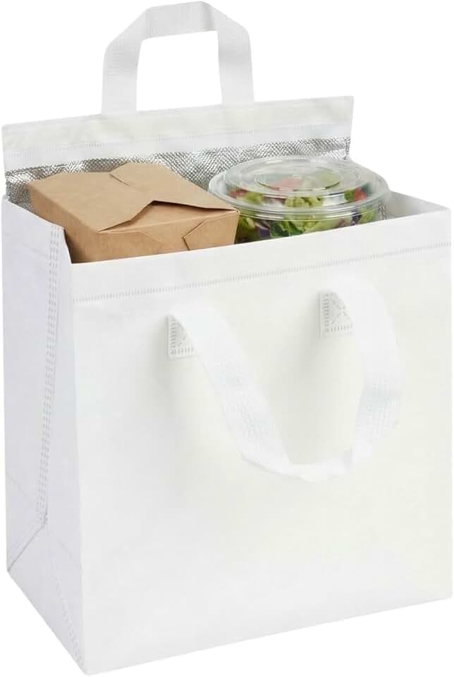 Restaurantware White Insulated Take Out Bag, 9.4 x 5.9 x 10.2 In, 25 Pack