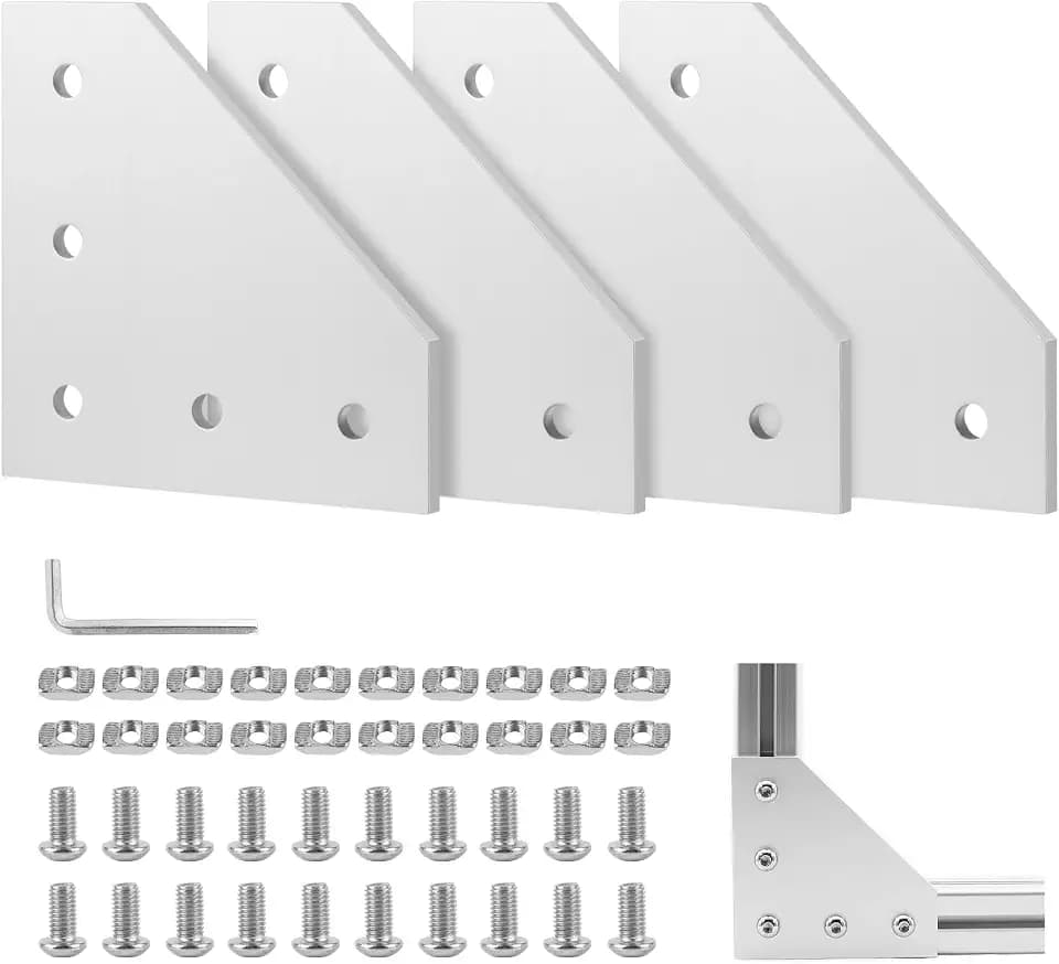 EXLECO 4er Eckhalterung Verbindungsplatte Aluprofil 40x40 L für 9mm Schlitz