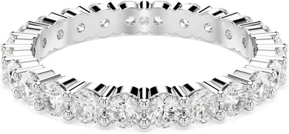 Swarovski Matrix Crystal Ring Collection, Round Cut, Prong Setting, Rhodium Finish