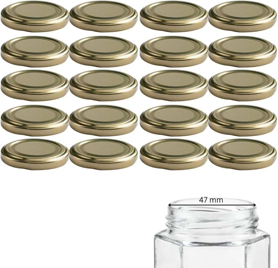 mikken 20 Deckel TO 58/6 cm für Gläser Marmeladengläser Twist-Off Ersatzdeckel Schraubdeckel für Einmachgläser Farbe Gold