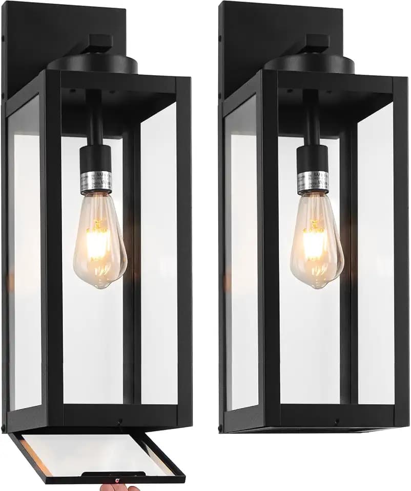 20" Large Outdoor Wall Lights with Closed Bottom, Black Outdoor Wall Sconce