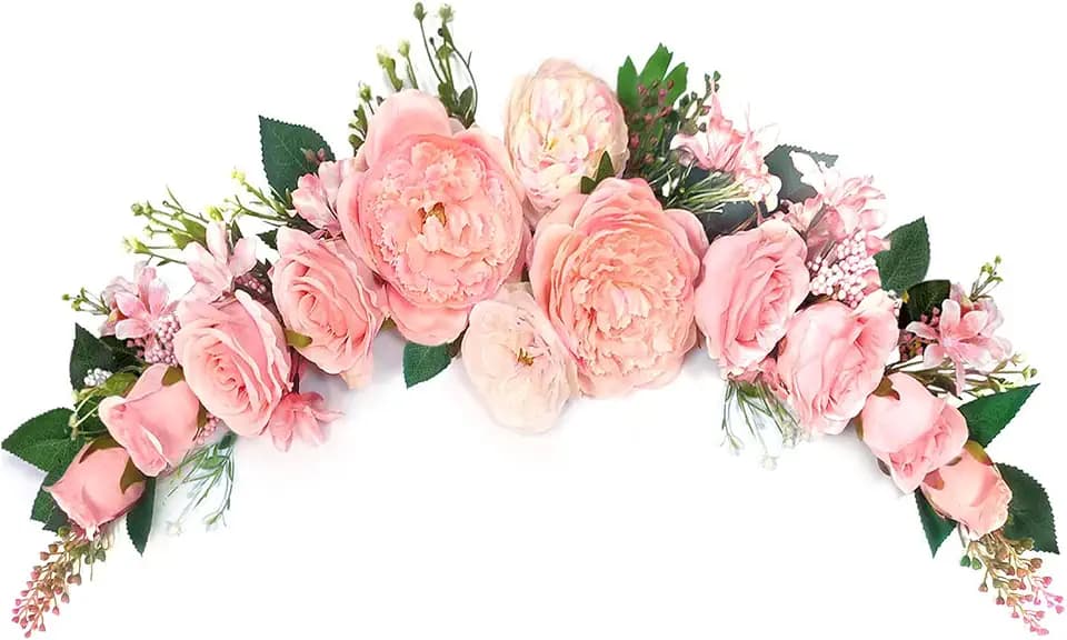 Pfingstrosen Girlande, Wedding Decoration, Kunstblumen Girlande, Blumen Girlande, Hochzeitsbogen Blumen für Tür, Hochzeit, Party, Wand, Heimdekoration (Rosa Pfingstrosen Swag)