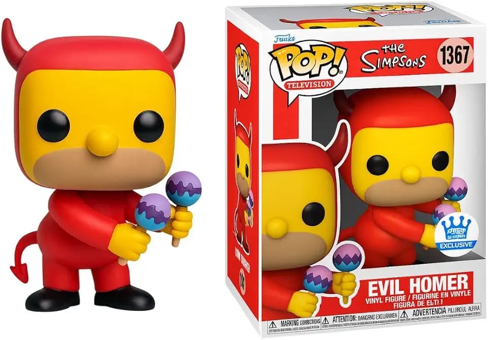 Funko Pop! The Simpsons Evil Homer Vinyl-Figur, 11,9 cm, Maracas, exklusiv, Rot/Gelb
