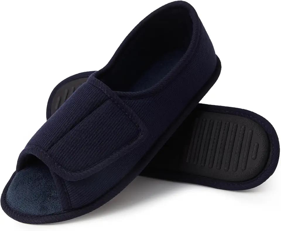 Magtoe Men’s & Women’s Open-Toe Adjustable Memory Foam Slippers, Comfy and Breathable House Shoes for Indoor/Outdoor