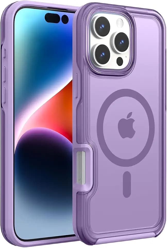 ArtsEvo Starke Magnetische Hülle für iPhone 16 Pro Max, Kompatibel mit MagSafe, 360° Militärischer Schutz, Schlanke Translucente Matte Handyhülle, Lila
