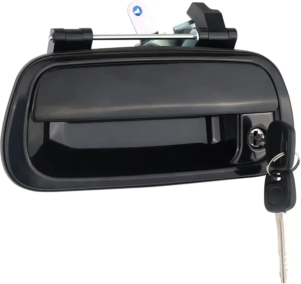 Osompar Exterior Tailgate Handle with Key Lock Cylinder Compatible with 2000-2006 Toyota Tundra Replaces 69090-0C010 69090-0C030-C0 Smooth Black Liftgate Latch Assembly 80867 TO1915111