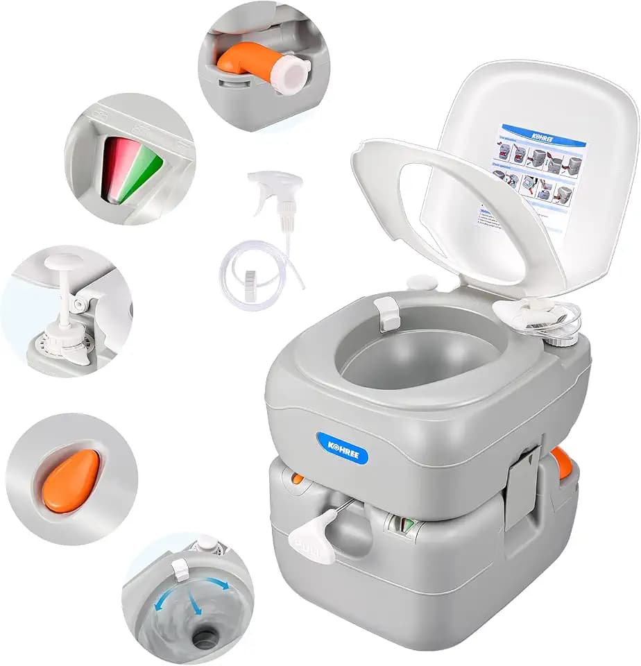 Kohree Portable RV Toilet, Large Camping Toilet Porta Potty, 5.8 Gallon
