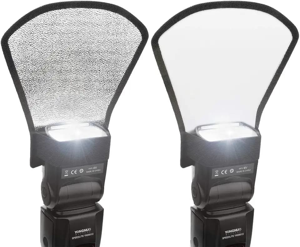Dual-Sided Flash Diffuser Reflector, White/Silver, 2-Pack, Universal Speedlight Compatible with Canon Nikon Sony Fuji