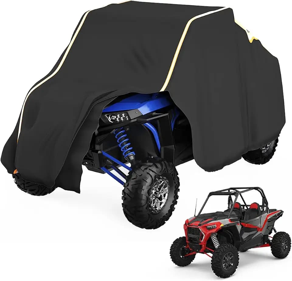 KEMIMOTO UTV Cover 2 Seater Heavy Duty Medium Size Compatible with Polaris RZR General,Can-Am Maverick, Talon,Teryx,Zforce,Viking, YXZ SXS Cover 2-3 Seater with Reflective Strip Sturdy in Wind