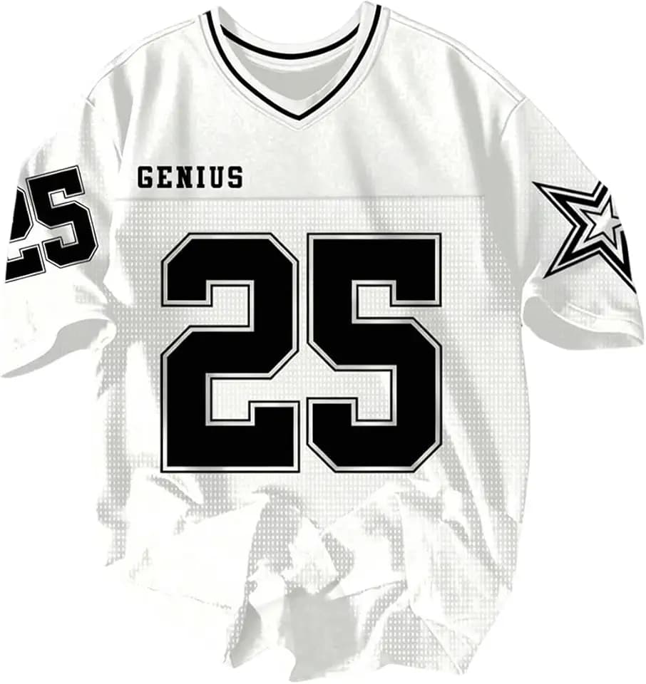 BEAUDRM Men's Y2k Oversized Football Jersey Shirts Graphic Jersey T-Shirt