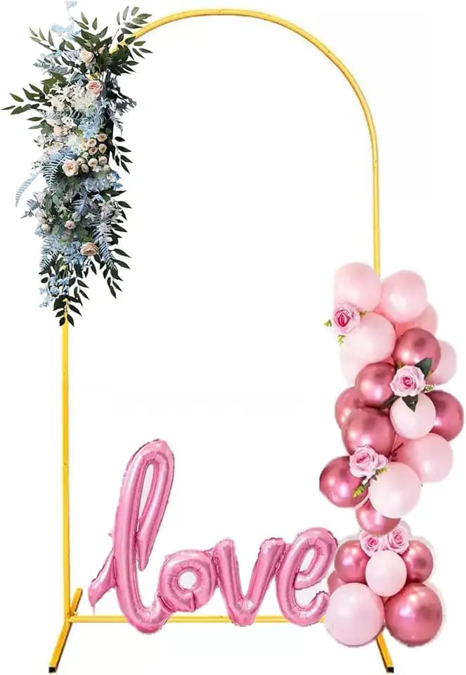 DDMY Arch Backdrop Stand, Gold Metal Balloon Arch Stand 6.6FT for Wedding Ceremony Birthday Party Baby Shower Graduation Ceremony Photo Backdrop Other Occasions Decoration