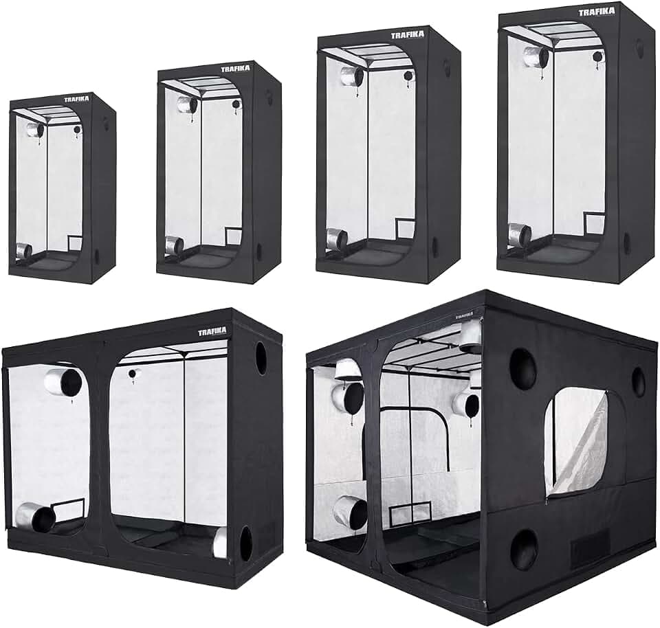 TRAFIKA Growzelt für Indoor-Anbau 100x100x200CM / Grow Tent/Grow Box/GROWBOX/Grow Schrank/GROWSCHRANK/Indoor Anbauschrank/Hydroponischer Grow Schrank/Mylar Premium 97% Reflexionsvermögen