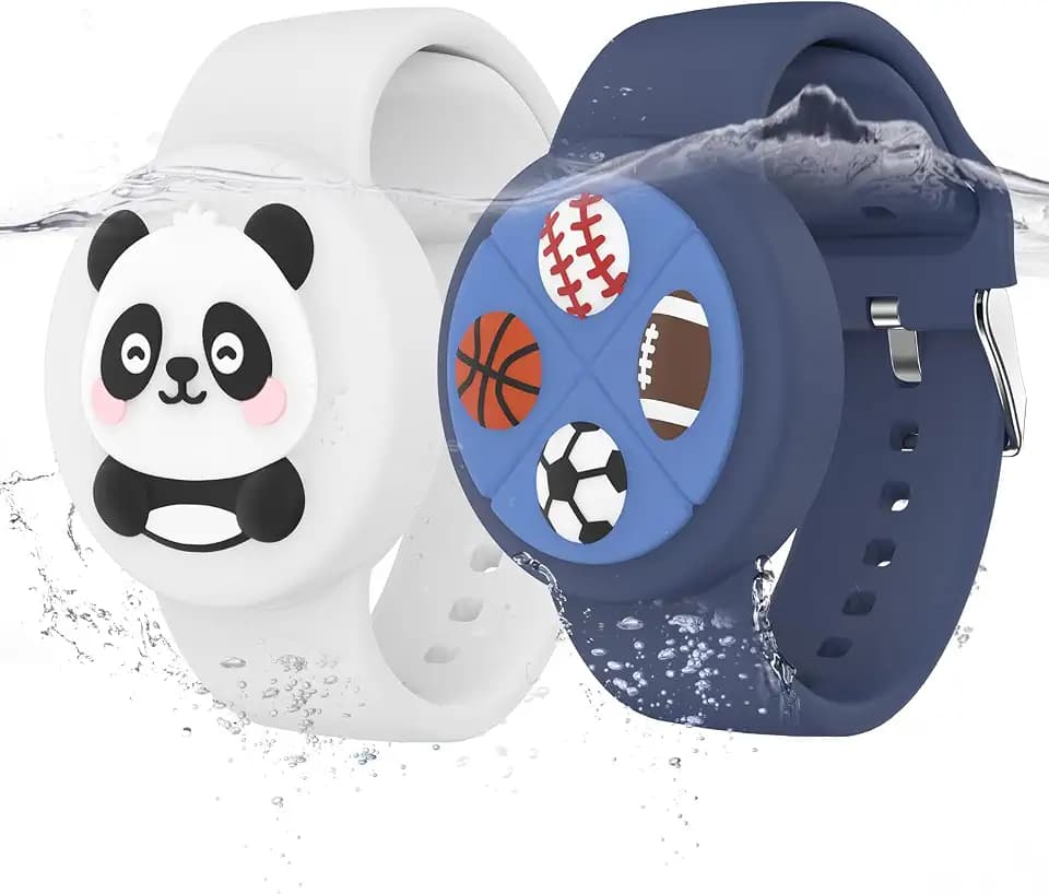 Waterproof AirTag Bracelets for Kids, Hidden Silicone Wristbands, 2 Pack