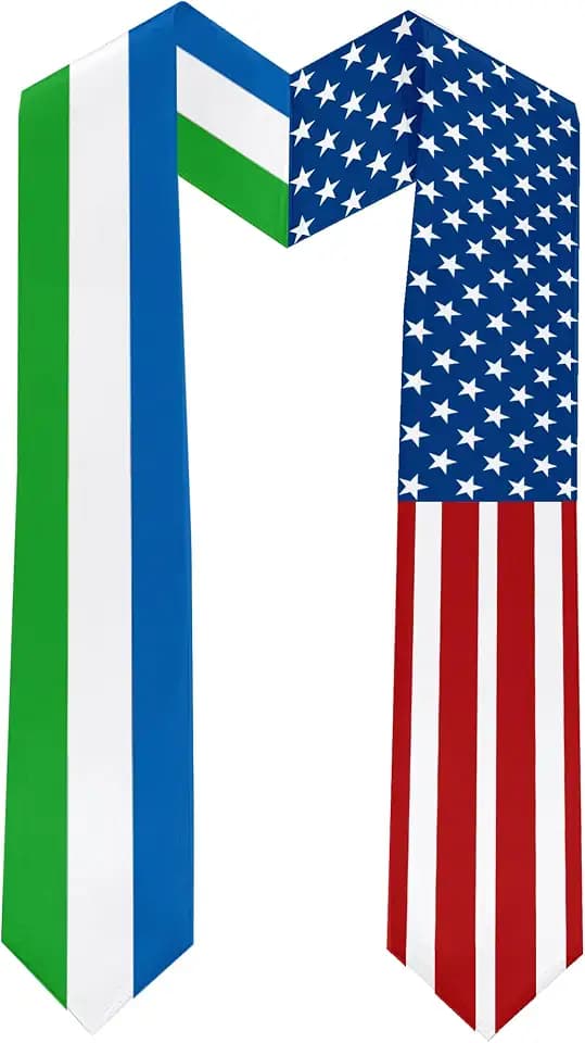 2026 Sierra Leone Flag and USA Flag Graduation Stole Graduation Sash for International Student (Baccalaureate Gown and Hat Not Included)