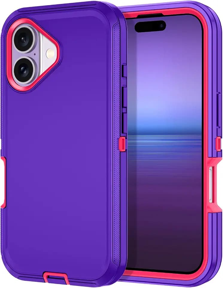 I-HONVA for iPhone 17 Case Shockproof Dust/Drop Proof 3-Layer Full Body Protection [Without Screen Protector] Rugged Heavy Duty Cover Case for Apple iPhone 17 6.3" 2025,Navy Purple/Pink