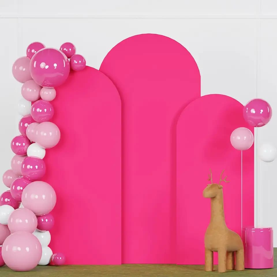 FANPROMS Arch Covers Set 6FT 6.6FT 7.2FT Hot Pink Wedding Arch Cover for Metal Arch Frame Spandex Fitted Arch Cover 2 Sides Arch Covers Stretchy Fabric Arch Stand Cover for Parties Wedding