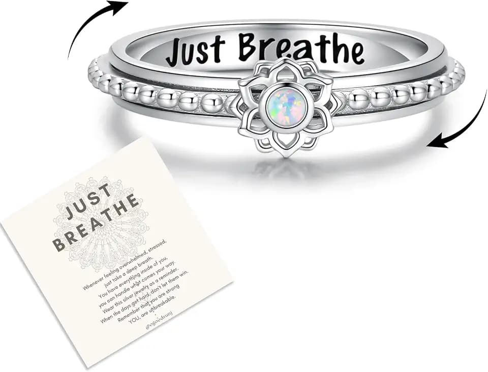 Fidget Spinner Rings for Anxiety Women Sterling Silver Stress Relief Gifts