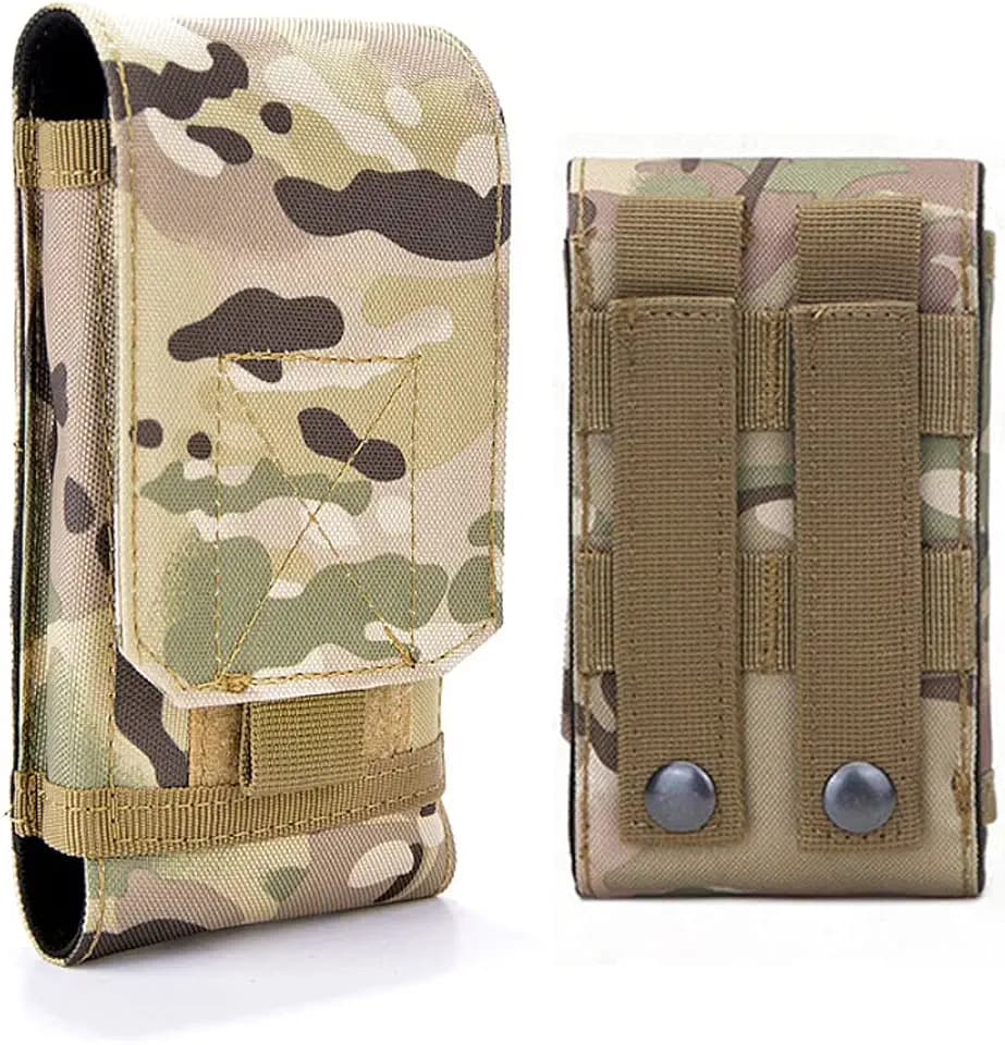 Universal Tactical MOLLE Holster Army Mobile Phone Belt Pouch EDC Security Pack Carry Accessory Kit Waist Bag Case Compatible iPhone 13 Pro X XS Max XR 7 8 6/6s Plus for Samsung Galaxy S10 S9 S8 Plus