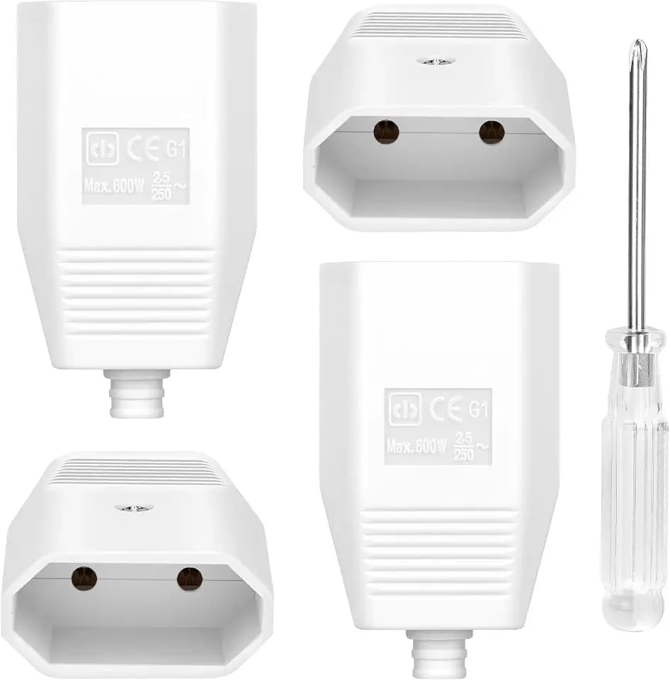 AXFEE 4 Stück Eurokupplung Flach, 250V 2.5A Schuko Kupplung (Weiß)