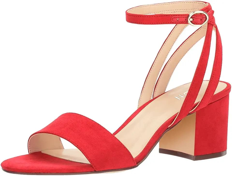 YDN Women's Strappy Block Low Heel Sandals Ankle Straps Suede Slingback Pumps Office Shoes