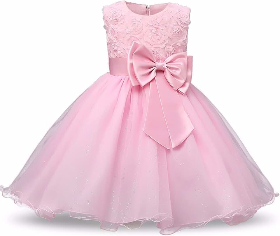 discoball Mädchen Spitze Blumenprinzessin Kleid aus 100% weiche Baumwolle für formelle Hochzeit,Brautjungfer,Party