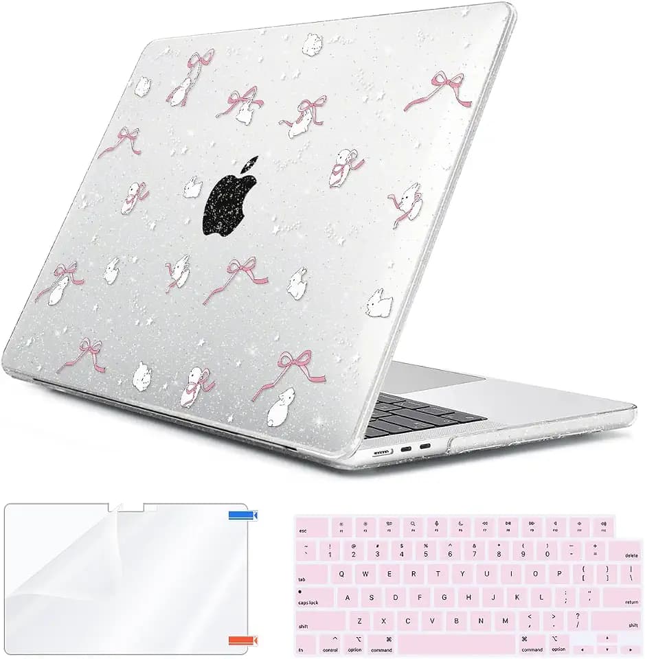 Compatible with MacBook Air 15 inch Case 2026 2025-2023 Release M5 A3448 M4 A3241 M3 A3114 M2 A2941 with 15.3'' Retina Display, Hard Shell &Keyboard Cover&Webcam Cover&Screen Film, Bunny-P