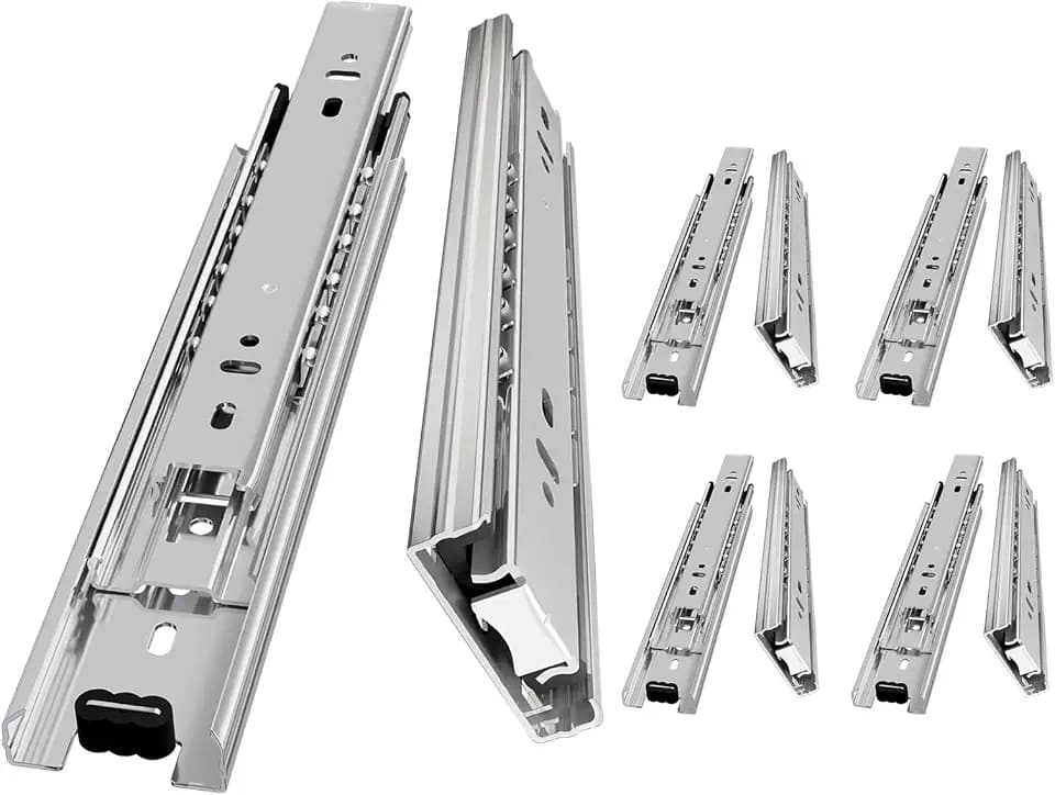 AOLISHENG Schubladenschienen Vollauszug 400mm Schwerlastauszug mit 45 kg Tragkraft für Küchenschränke und Möbel,Weiß,5 Paar(10er Set)