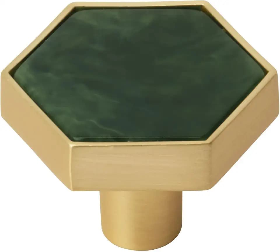 Amerock 2 Pack 1-5/16" Geometric Accents Gold/Emerald Green Cabinet Knob