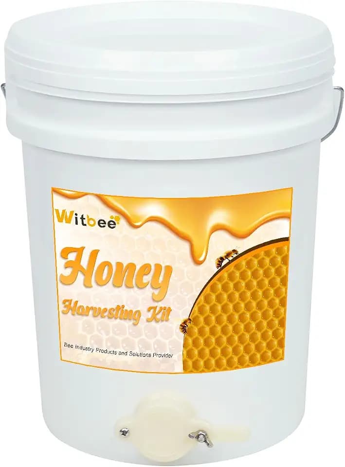 witbee 1 Pack 5 Gallon Plastic Bucket with Honey Gate, Food Grade Honey Container for Beekeeping, Extractor Equipment & Apiary Harvesting Tool for Backyard or Commercial Use