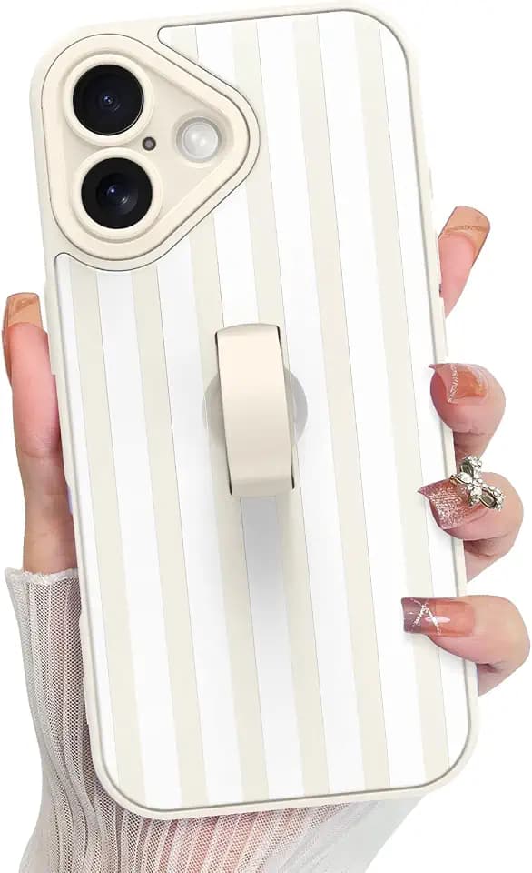 KANGHAR Compatible with iPhone 17 Case 2025 Stripes -White