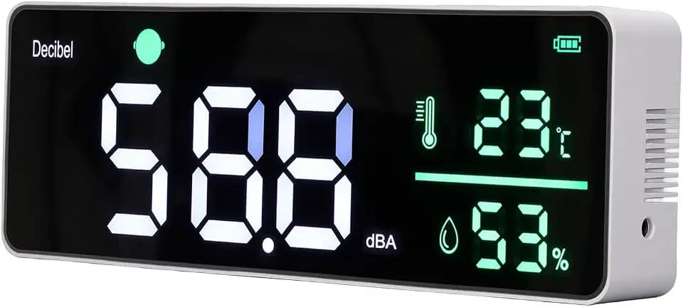 An Der Wand Montierter Innengeräuschmonitor mit 11 Zoll Bildschirm, Hygrometer, Dezibelmessgerät, Schallpegelmessgerät, Präzises Geräuschmessgerät für öffentliche Bereiche und Restaurants
