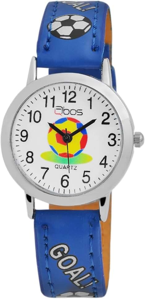 Analog Armbanduhr für Kinder und Jugendliche mit Quarzwerk Metallgehäuse mit Kunstlederarmband Blau und Dornschließe Ziffernblatt Weiß Bandgesamtlänge 20cm Bandbreite 14mm