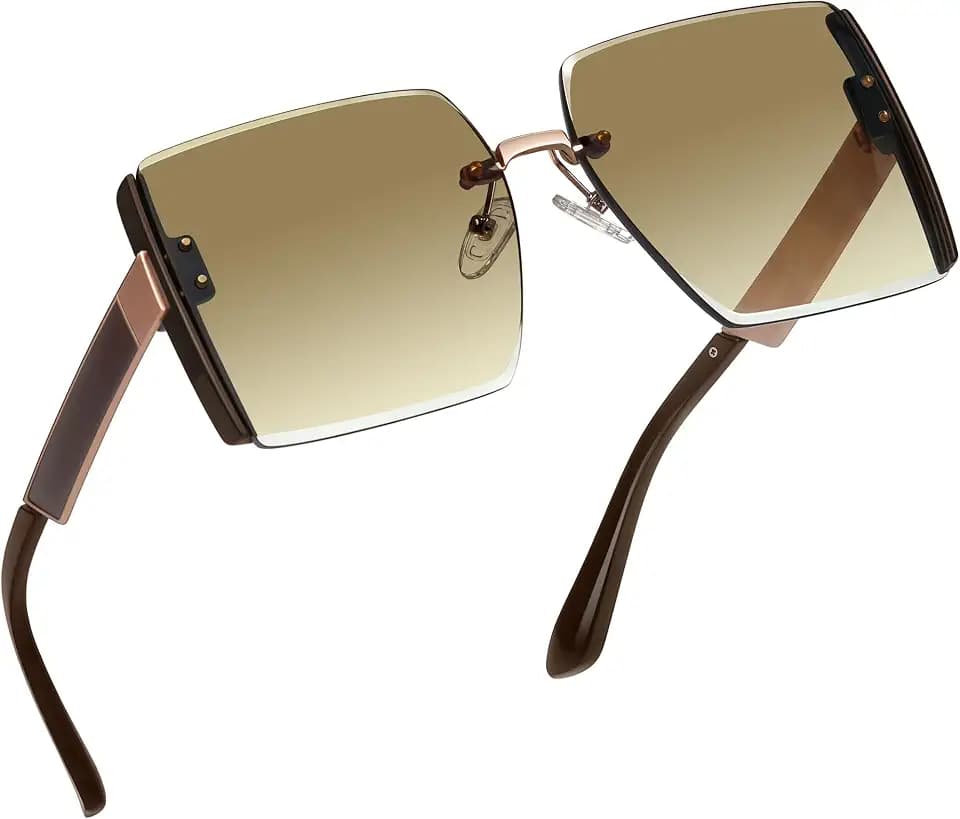 Joopin Oversized Rimless Sunglasses Square Sun Glasses UV400 Protection