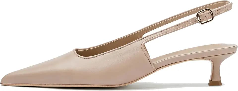 Women Pointed Toe Slingback Kitten Heels Low Heel Pointed Toe Pumps