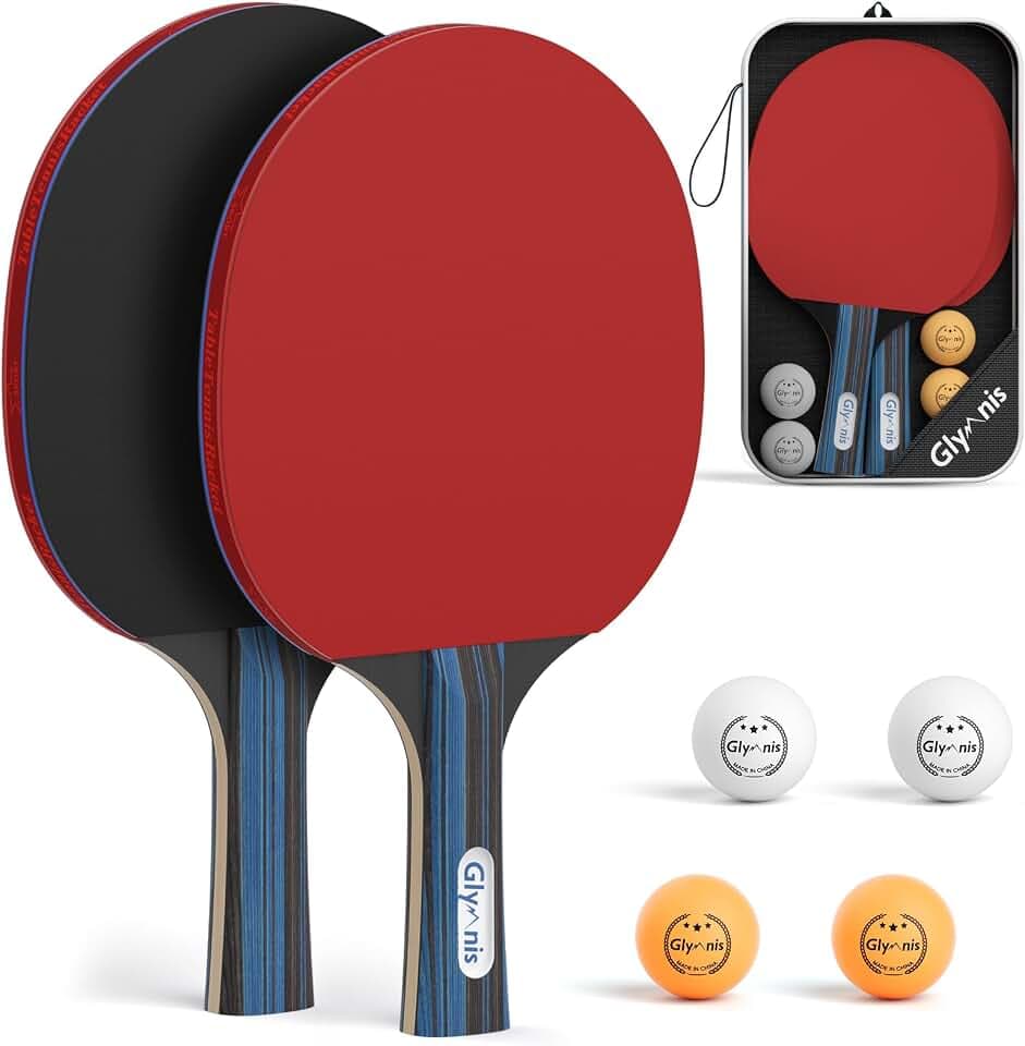 Glymnis Tischtennisschläger, Tragbares Tischtennis Set mit Tischtennisbälle