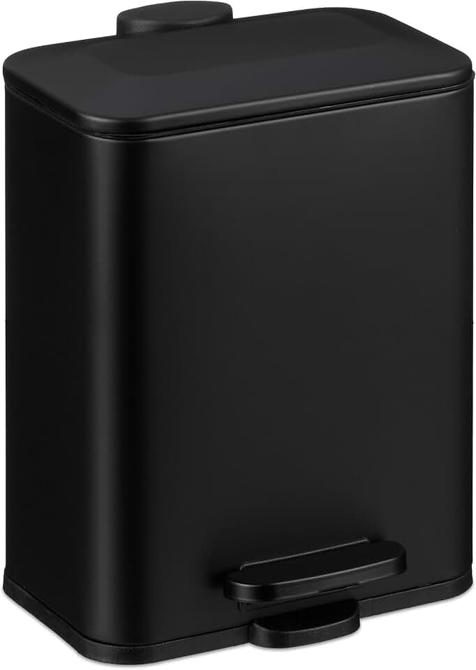 Relaxdays Mülleimer Bad, 5 l, Kosmetikeimer mit Soft-Close, Matte Optik, entnehmbarer Inneneimer, Treteimer, Farbwahl