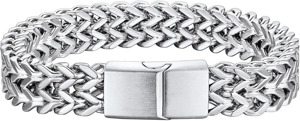 Richsteel Black/Silver/Gold Bracelets for Men, 6/10/12mm Width,7.4/8.2/9''