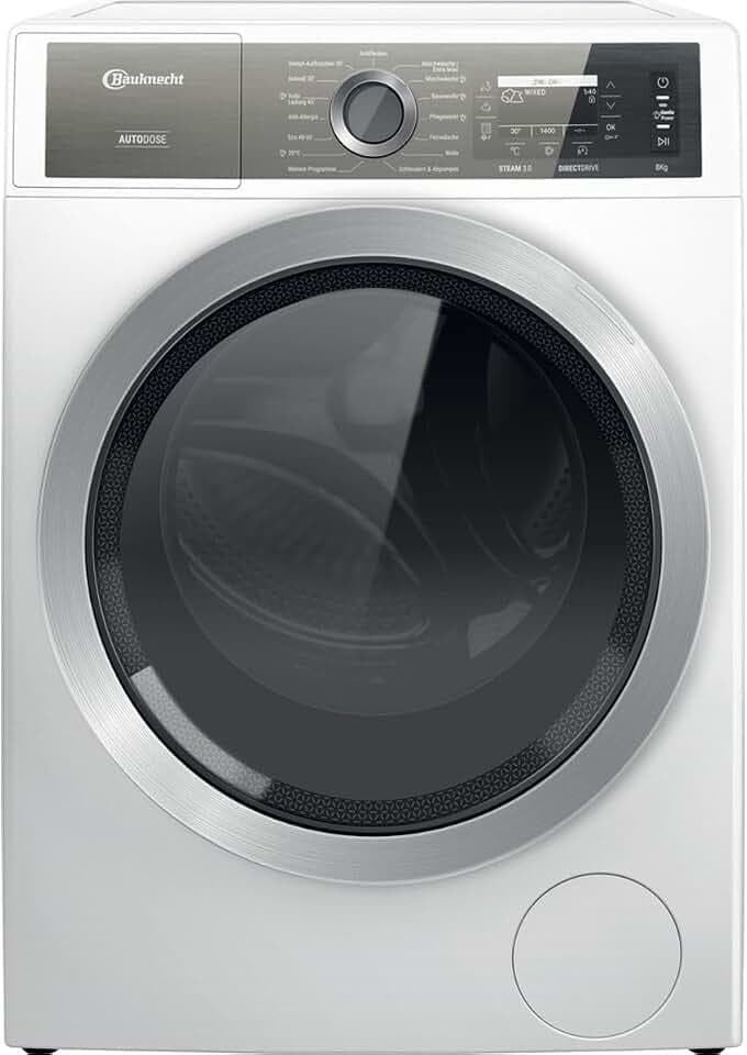 Bauknecht - B8X 89ADE SILENCE DE Frontlader-Waschmaschine - 8 kg Kapazität - GentlePower, AutoDose, Extra Leise - Energieklasse A - 84,5 x 60,7 x 59,9 cm - Weiss