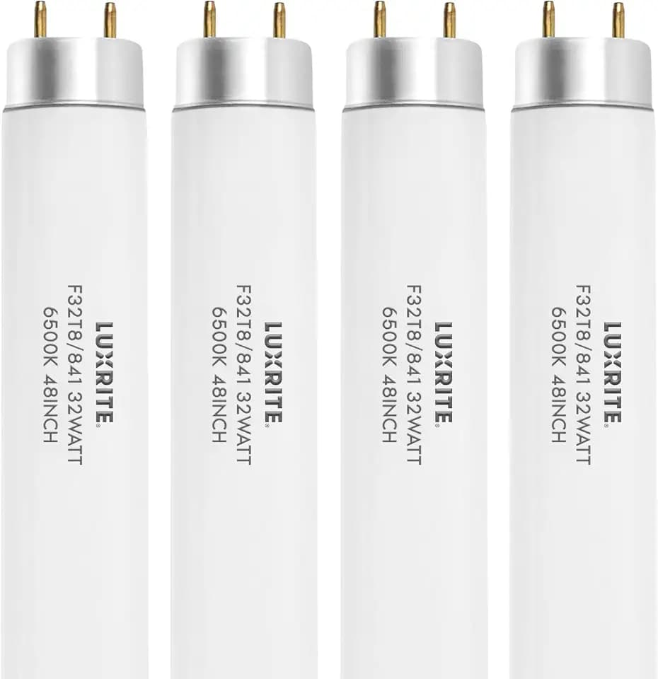 LUXRITE F32T8/865 48 Inch T8 Fluorescent Tube Light Bulb, 6500K (4-Pack)
