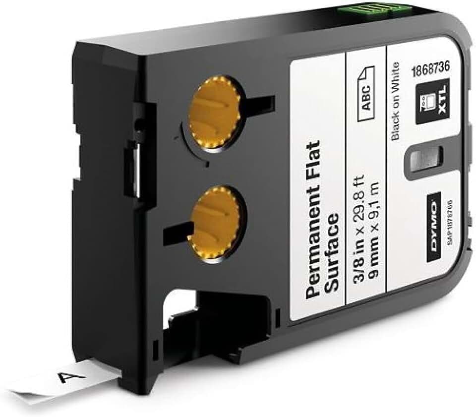 Dymo XTL Permanentetikett | Schriftbandkassette | Polyester | permanent haftend | endlos 9 mm x 9.1 m | schwarz auf weiß