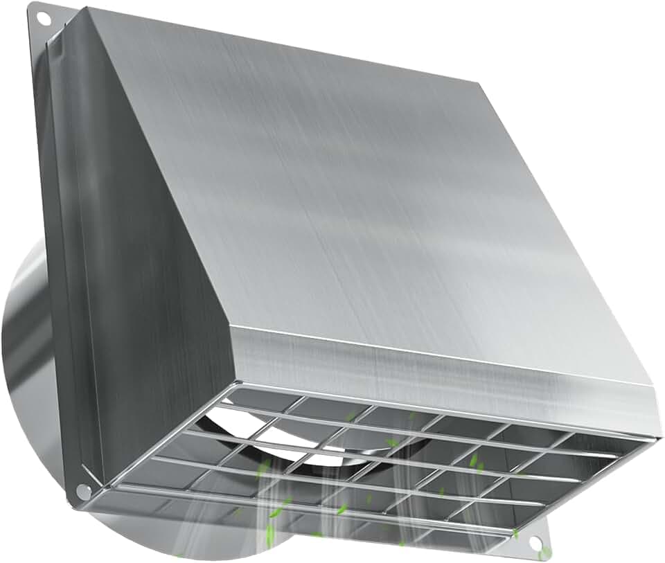 Hon&Guan Dryer Vent Cover Outside 6 Inch with Magnetic Flap for Kitchen