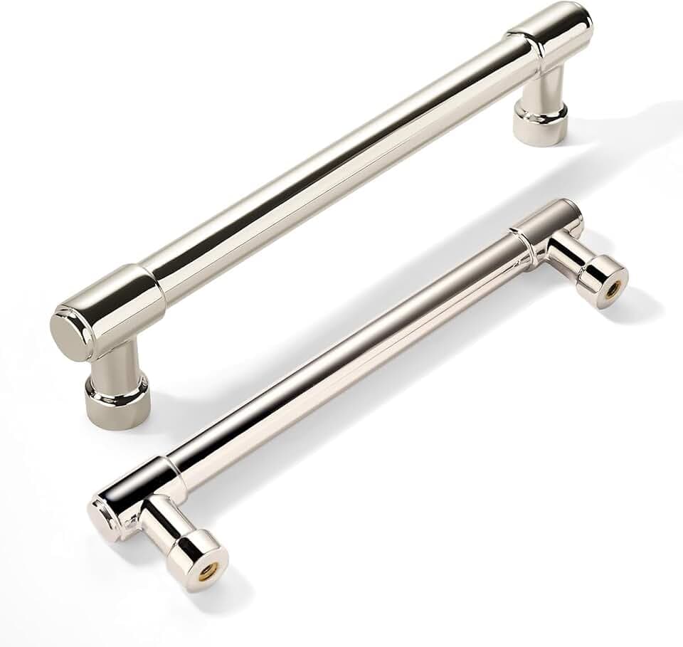 khtumeware Polished Nickel Cabinet Pulls - Center to Center 6" (152MM) - Pack of 20 - Kitchen Handles for Cabinets Cupboard Handles Drawer Pulls.