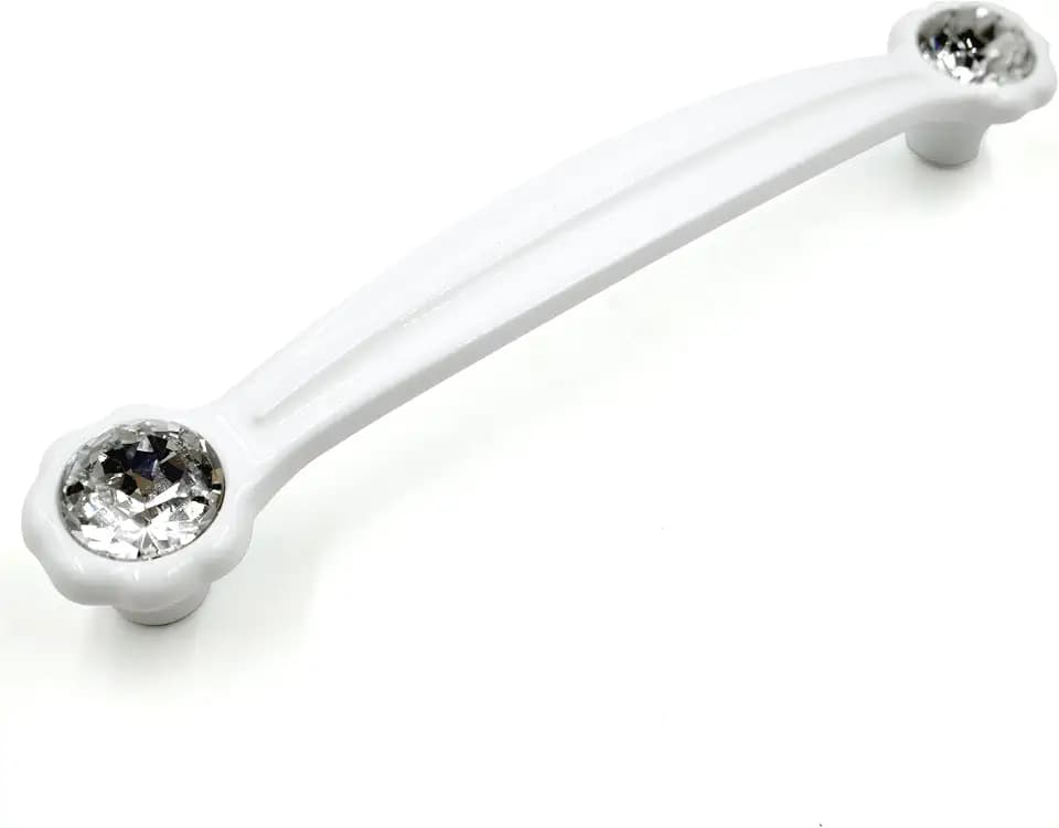 JETLAND Cabinet Drawer Crystal Pulls, 2-Pack, White with Clear Glass, 5" Hole Centers, Shining Daisy, Cabinet Handles for Dresser Nightstand Furniture, PW6738WW127