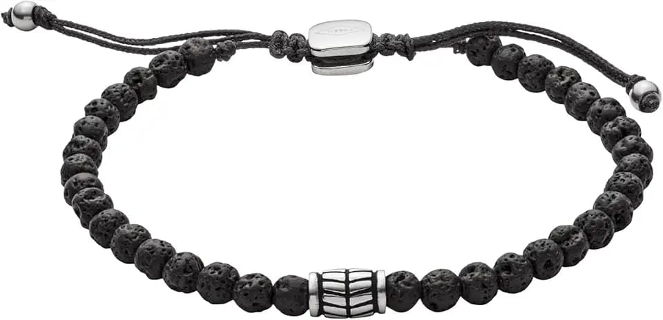 Fossil Wellness Herren Halbedelstein oder Edelstahl mit Schieberverschluss Armband