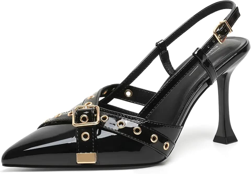 Mostrin Kitten Heels for Women Pointed Closed Toe Heels Vintage Stiletto Dressy Pumps Shoes for Office Work Party