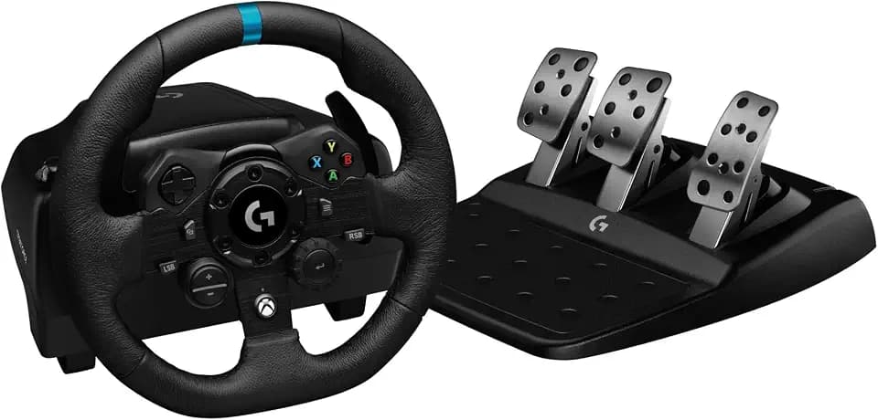 Logitech G923 Racing Wheel and Pedals for Xbox X|S, Xbox One and PC Featuring TRUEFORCE up to 1000 Hz Force Feedback, Responsive Pedal, Dual Clutch Launch Control, and Genuine Leather Wheel Cover