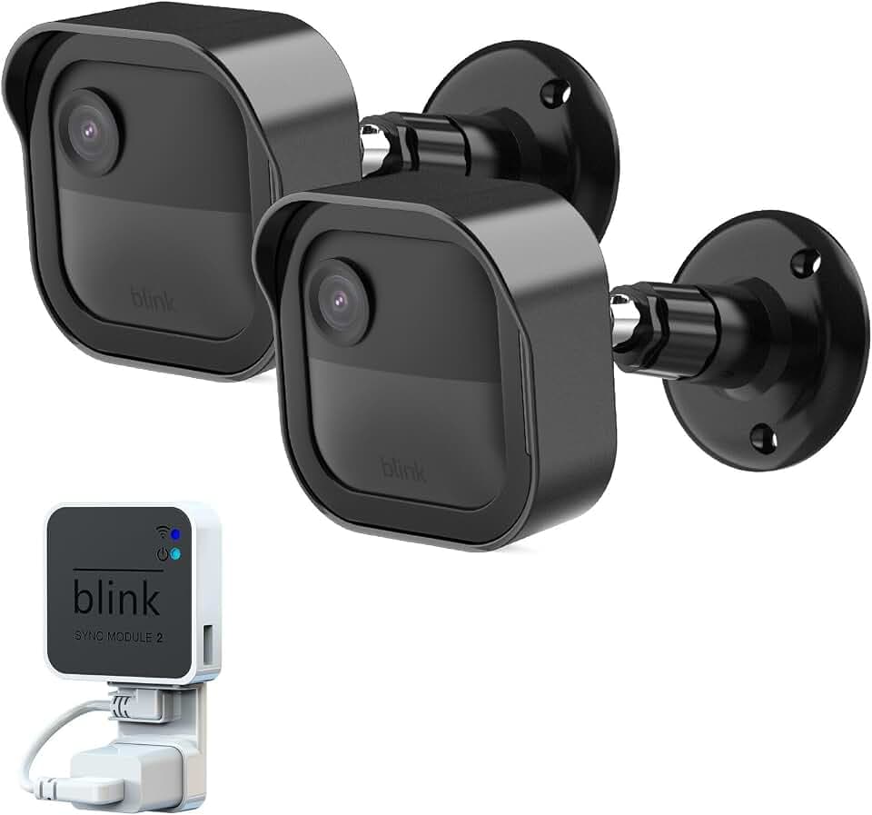 Pefecon Blink Outdoor 4 (4th Gen) Camera Mount, Weatherproof Protective Housing and 360° Adjustable Mount with Sync Module 2 Mount for Blink Outdoor Security Camera System (Black, 2 Pack)