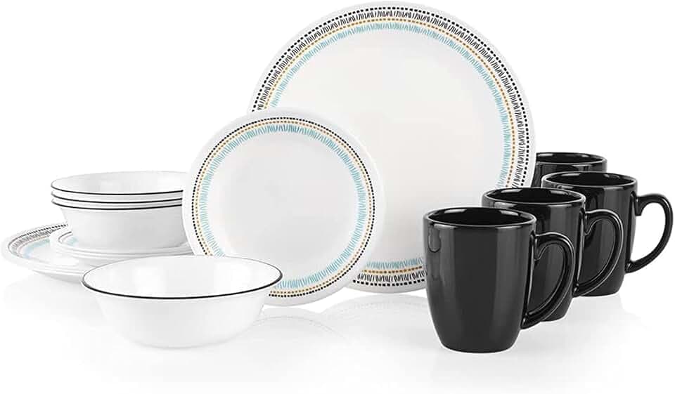 Corelle Paloma 16-teiliges Geschirr-Set für 4 Personen, mehrfarbig